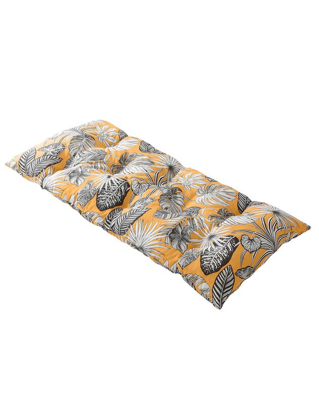 Long coussin déco coton imprimé tropical (jaune)