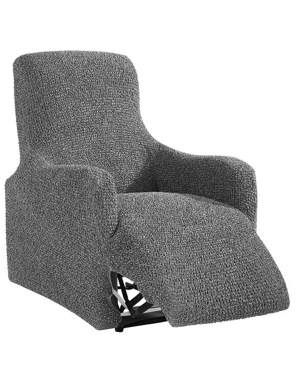 Housse bi-extensible imprim&eacute;e gaufr&eacute;e pour fauteuil relax (gris)