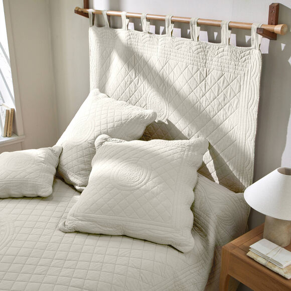 T&ecirc;te de lit unie coton style boutis Cassandre (&eacute;cru)