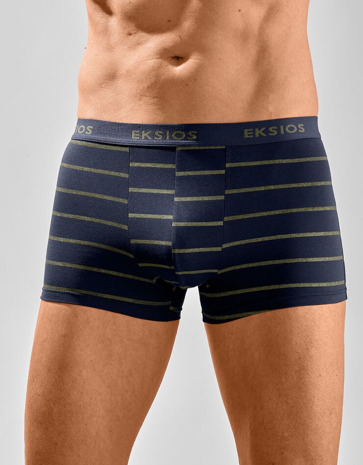 Boxer fermé imprimé rayé - lot de 4 (kaki + marine) Boxer fermé imprimé rayé - lot de 4 (kaki + marine)