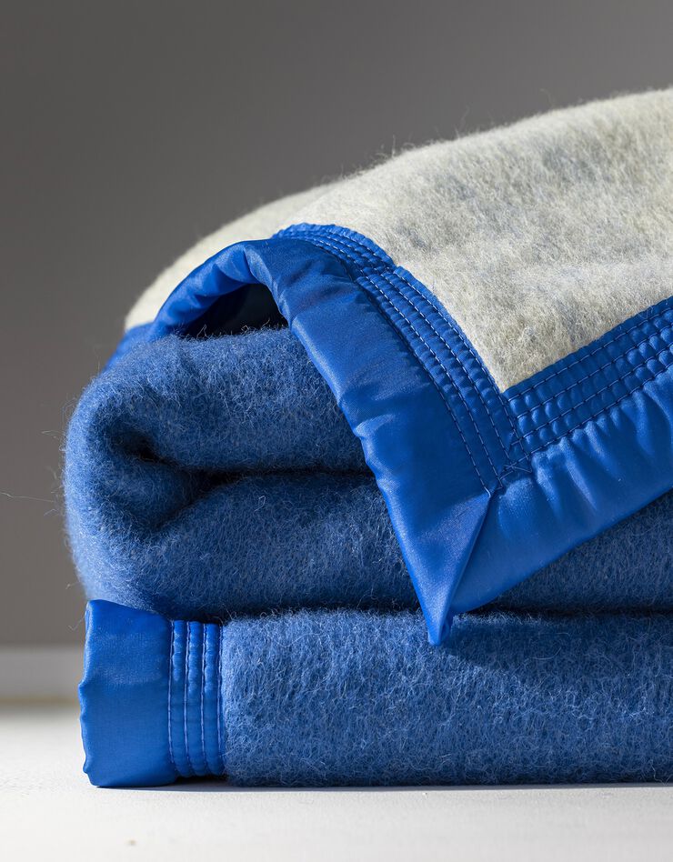 Couverture bicolore laine 600g/m2 (bleu)