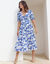 Robe longue imprimée, évasée (bleu) Robe longue imprimée, évasée (bleu)