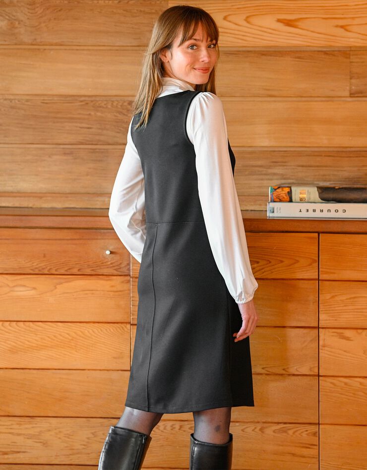 Robe chasuble évasée unie, maille (noir) Robe chasuble évasée unie, maille (noir)