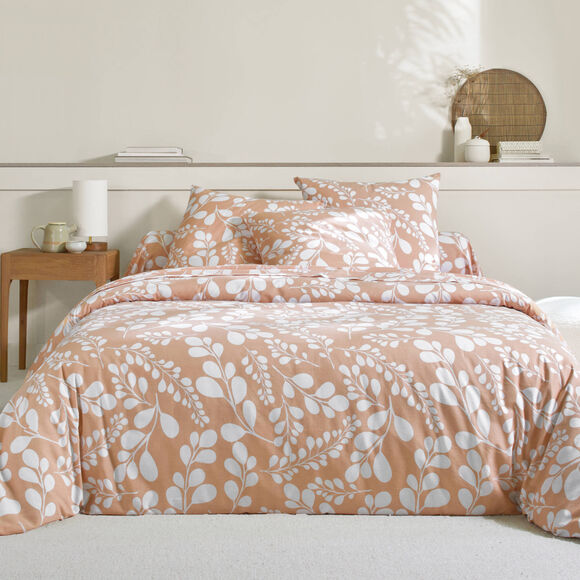 Linge de lit Chloé bicolore imprimé feuillage - en coton (melon)
