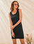 Robe sans manches unie, maille stretch (noir)