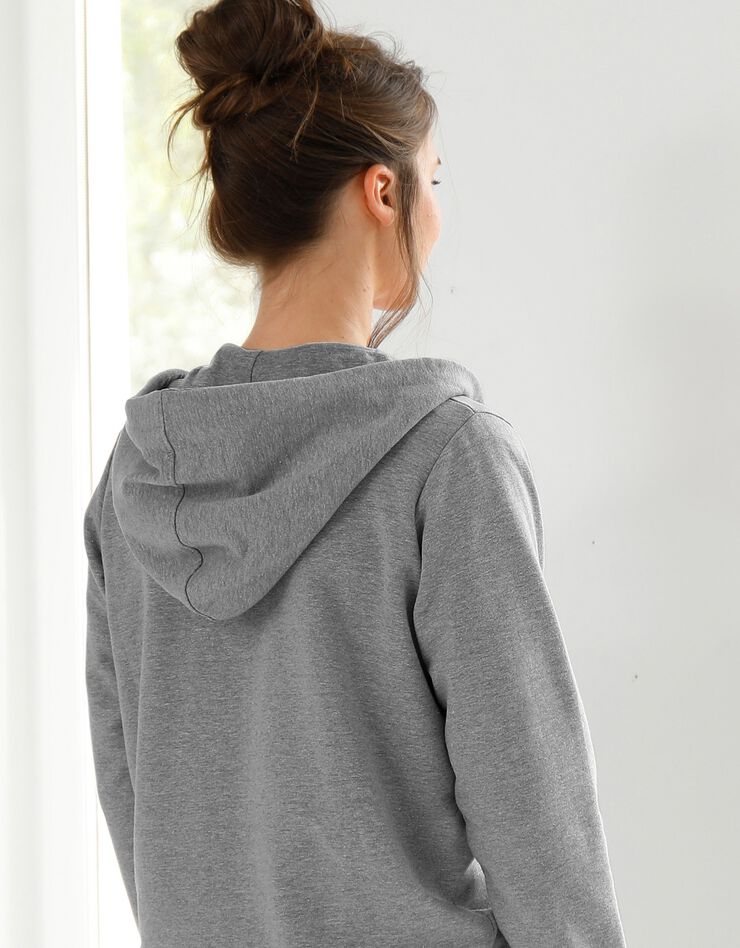Veste bicolore zippée molleton gratté (gris chiné / blanc) Veste bicolore zippée molleton gratté (gris chiné / blanc)