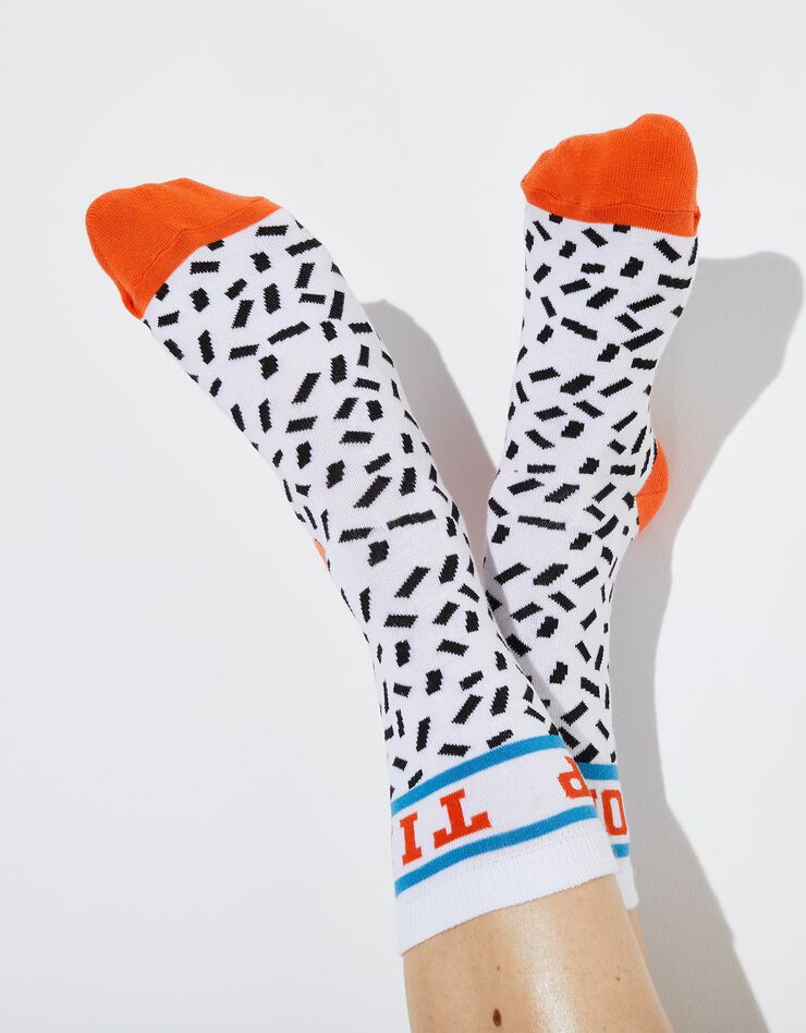 Chaussettes imprimées mixtes collection Lulu la Nantaise - lot de 2 paires (noir / orange)