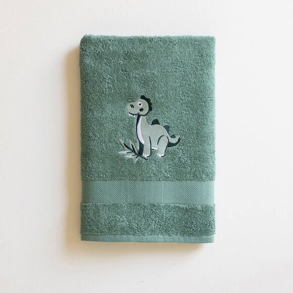 Collection éponge enfant brodée dinosaure coton - 380 g/m² (eucalyptus)