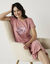 Chemise de nuit longue manches courtes  (rose)
