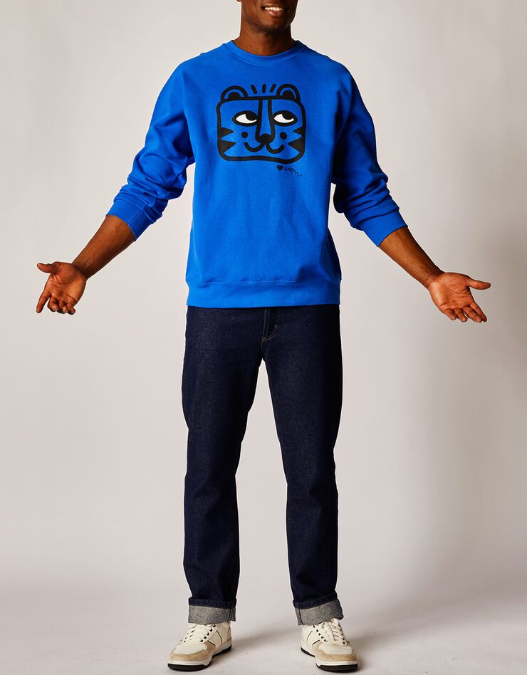 Sweat homme molleton imprimé, collection LEM (bleu) Sweat homme molleton imprimé, collection LEM (bleu)