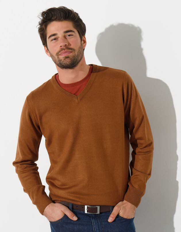 Pull uni col V (cuivre)