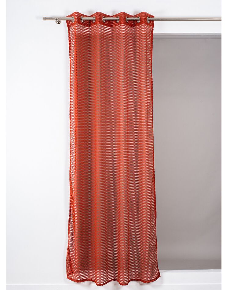 Rideau panneau brodé effet cannage  (terracotta)