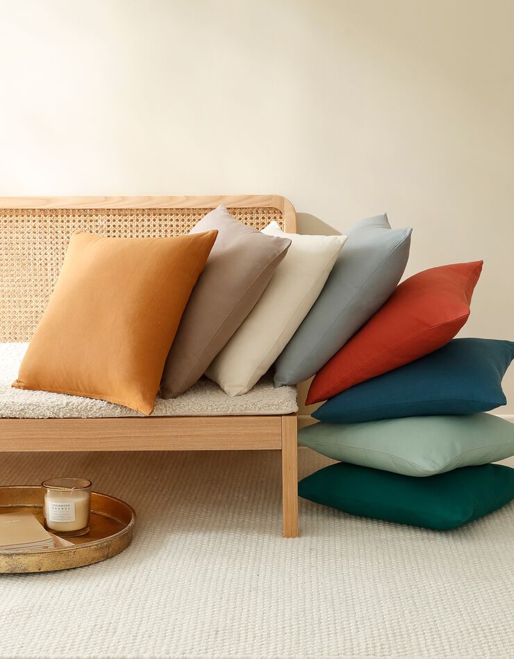 Housse de coussin unie bachette - lot de 2 (caramel)