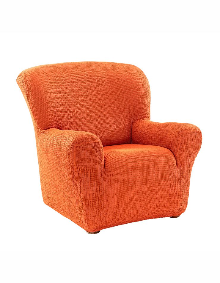 Housse extensible jacquard gaufré - fauteuil et canapé (orange)