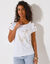 T-shirt col rond imprimé papillon doré (blanc)