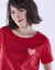 T-shirt manches courtes, imprimé placé coeurs dorés (rouge)
