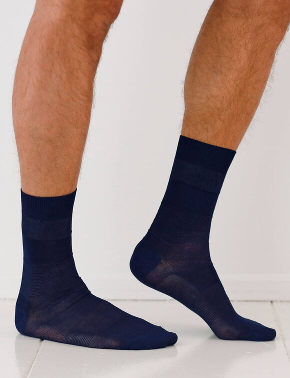Mi-chaussettes fil d'Ecosse effet massant - lot de 2 paires (marine)