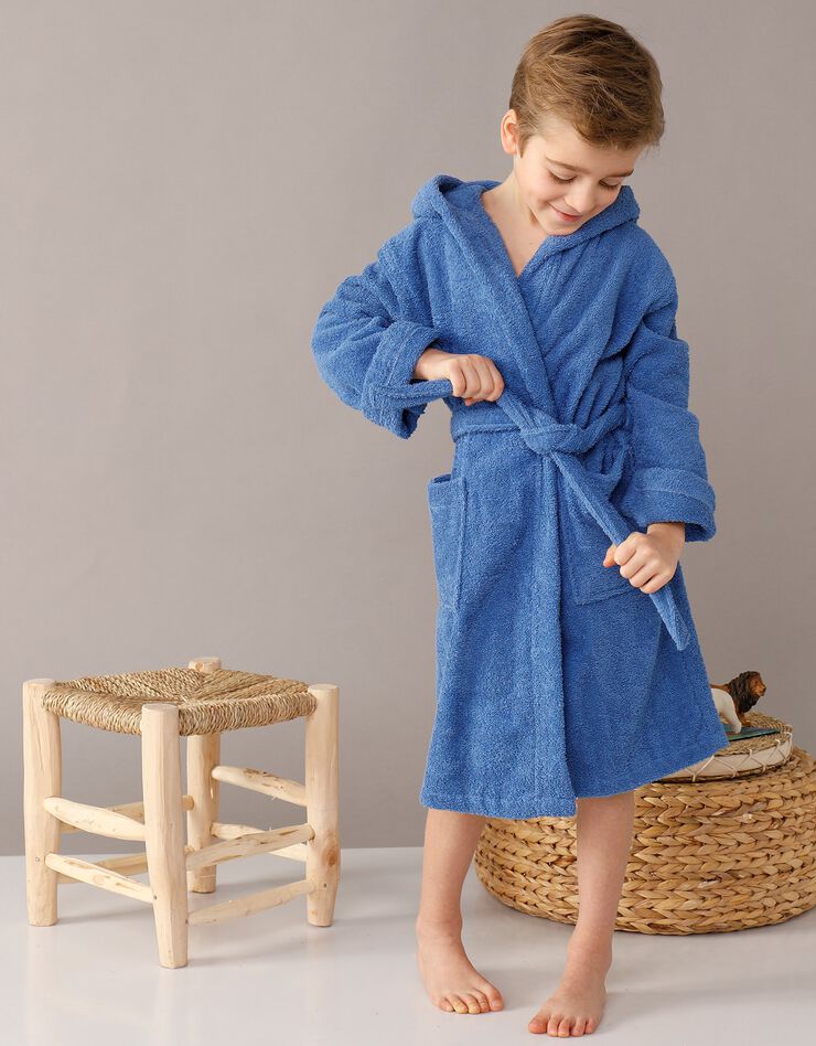 Peignoir enfant éponge bouclette à capuche (bleu dur) Peignoir enfant éponge bouclette à capuche (bleu dur)