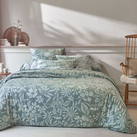 Linge de lit Céline en flanelle imprimé floral (eucalyptus)