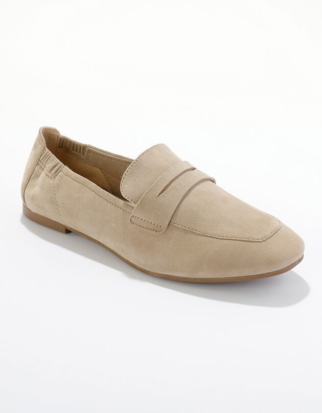 Mocassins croûte de cuir (beige)