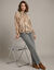 Blouse volant&eacute;e manches blousantes, voile imprim&eacute; python (beige)