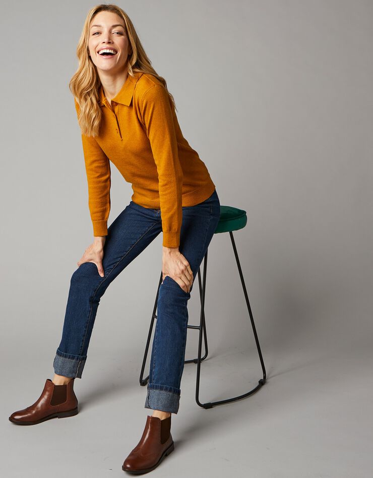 Pull col polo, laine d'agneau (ocre) Pull col polo, laine d'agneau (ocre)
