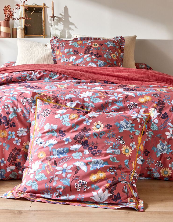 Linge de lit Kelly en coton imprimé floral (bois de rose)