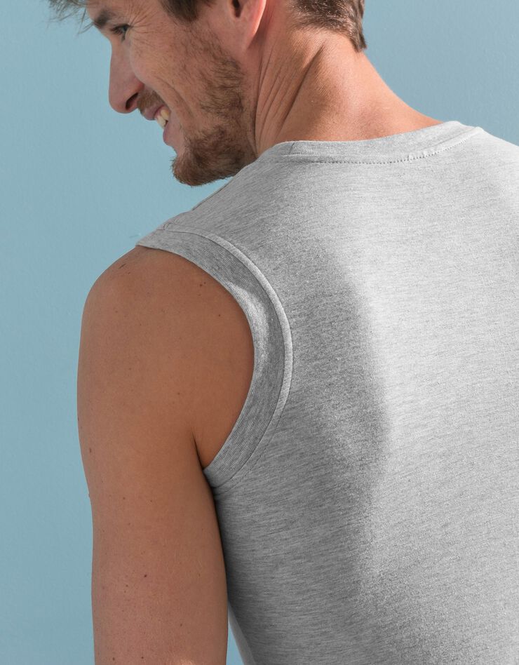 T-shirt col rond sans manches - lot de 3 (3 écru chiné / gris / bleuet)