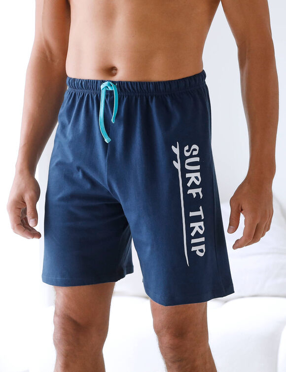 Short de pyjama coton bleu marine (marine / aqua)