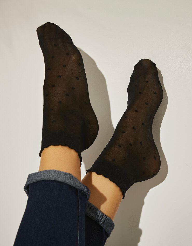 Mi-chaussettes plumetis - lot de 2 paires (noir)
