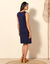 Robe sans manches unie, maille stretch (marine)