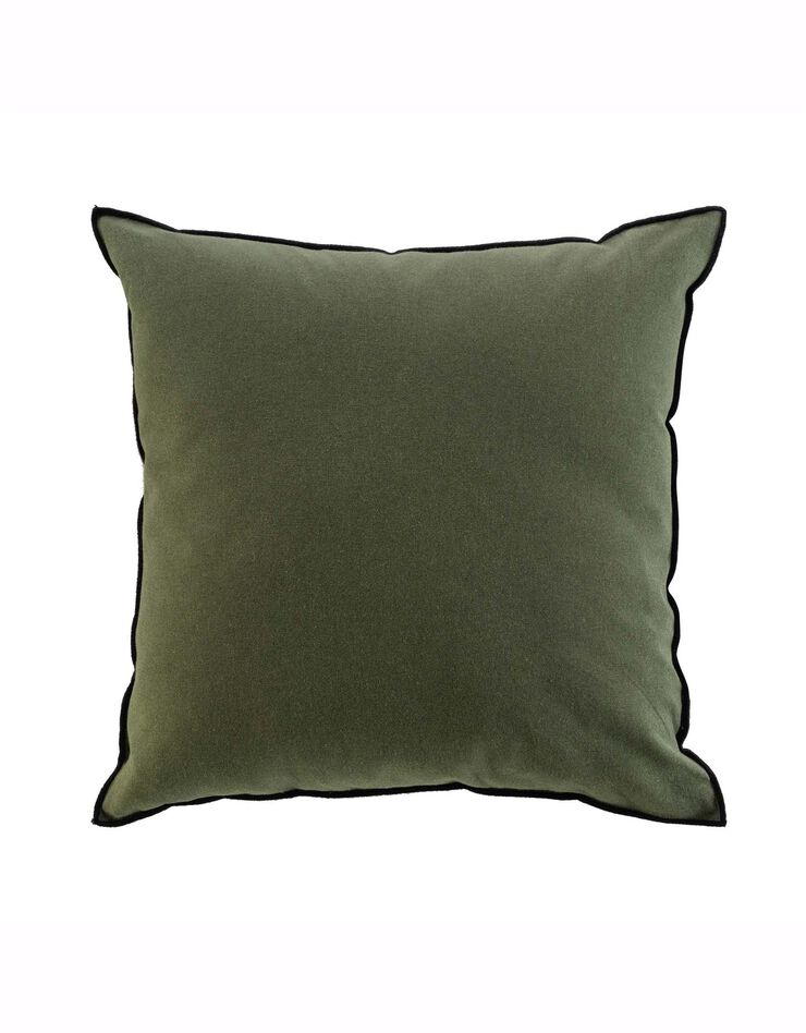 Coussin uni avec contour contrasté (kaki)