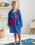 Peignoir de bain enfant personnalisable super-h&eacute;ros &agrave; capuche (bleu dur)