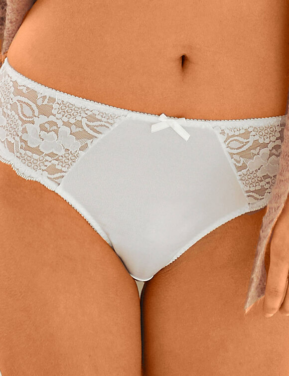 Culotte maille satin&eacute;e et dentelle Avila - lot de 2 (blanc + noir)