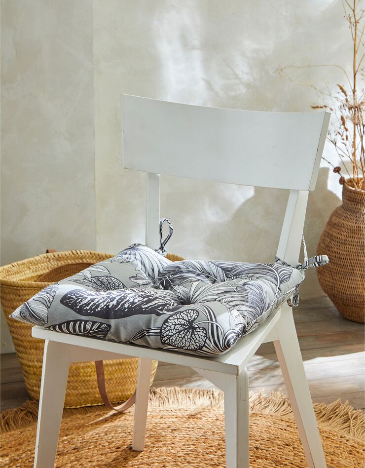 Galette de chaise imprimé tropical - lot de 2 (gris)