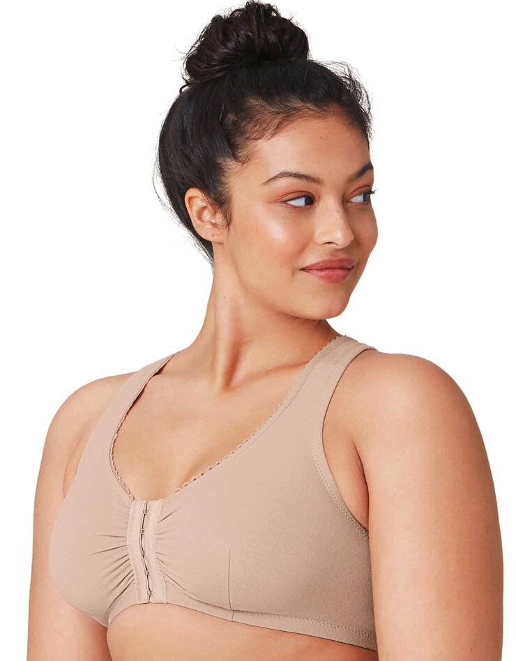 Soutien-gorge coton stretch ouvert devant sans armatures - bonnets groupés (beige e / f) Soutien-gorge coton stretch ouvert devant sans armatures - bonnets groupés (beige e / f)