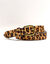 Ceinture cuir imprimé léopard, effet poilu (beige / noir)