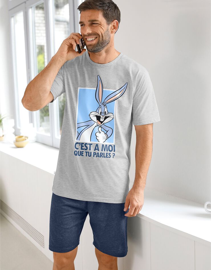 Pyjashort Bugs Bunny manches courtes (bleu / gris) Pyjashort Bugs Bunny manches courtes (bleu / gris)