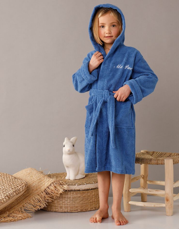 Peignoir enfant éponge à capuche personnalisable  (bleu dur)