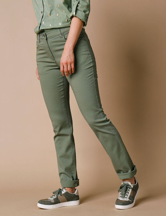 Pantalon sculptant, 5 poches (vert mousse)