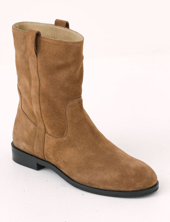 Bottes mi-hautes en cuir  (beige fonc&eacute;)