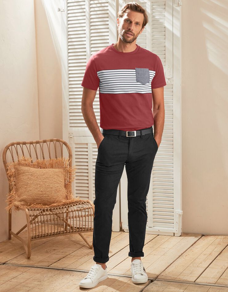 Tee-shirt rayé manches courtes (rouge) Tee-shirt rayé manches courtes (rouge)