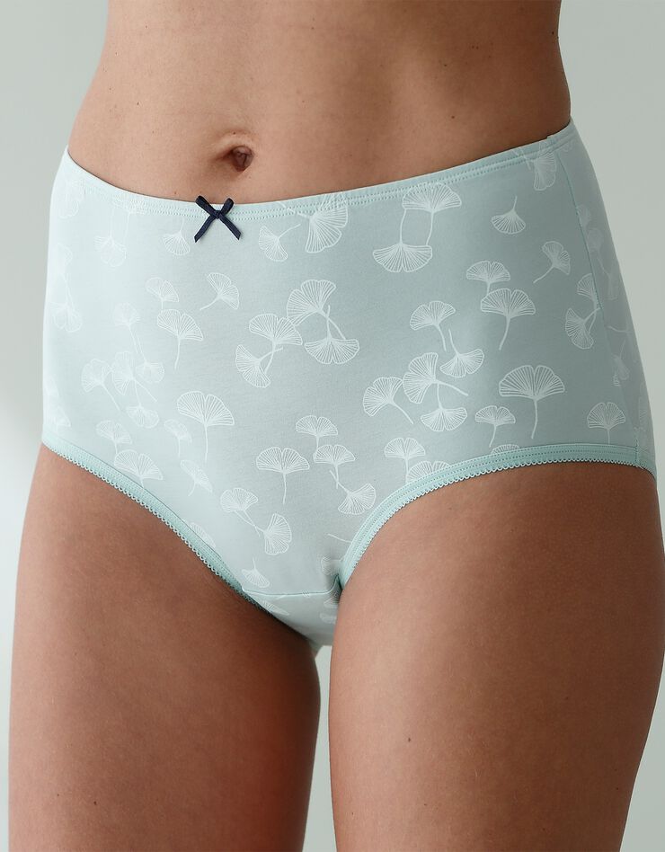 Culotte coton maxi imprimée "ginkgo" - lot de 6 (tilleul / marine) Culotte coton maxi imprimée "ginkgo" - lot de 6 (tilleul / marine)