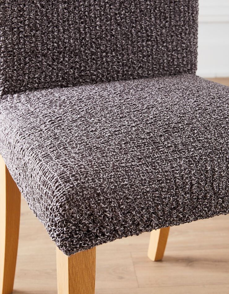 Housse microfibre bi-extensible gaufrée spéciale chaise  (gris)