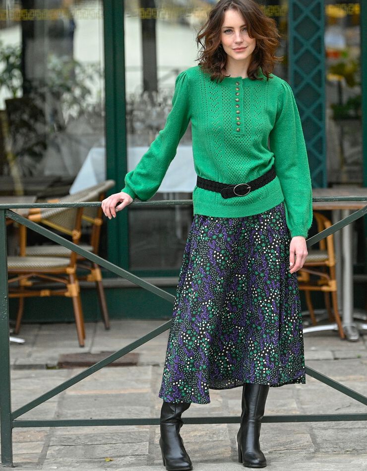 Jupe longue imprimé (noir / vert) Jupe longue imprimé (noir / vert)