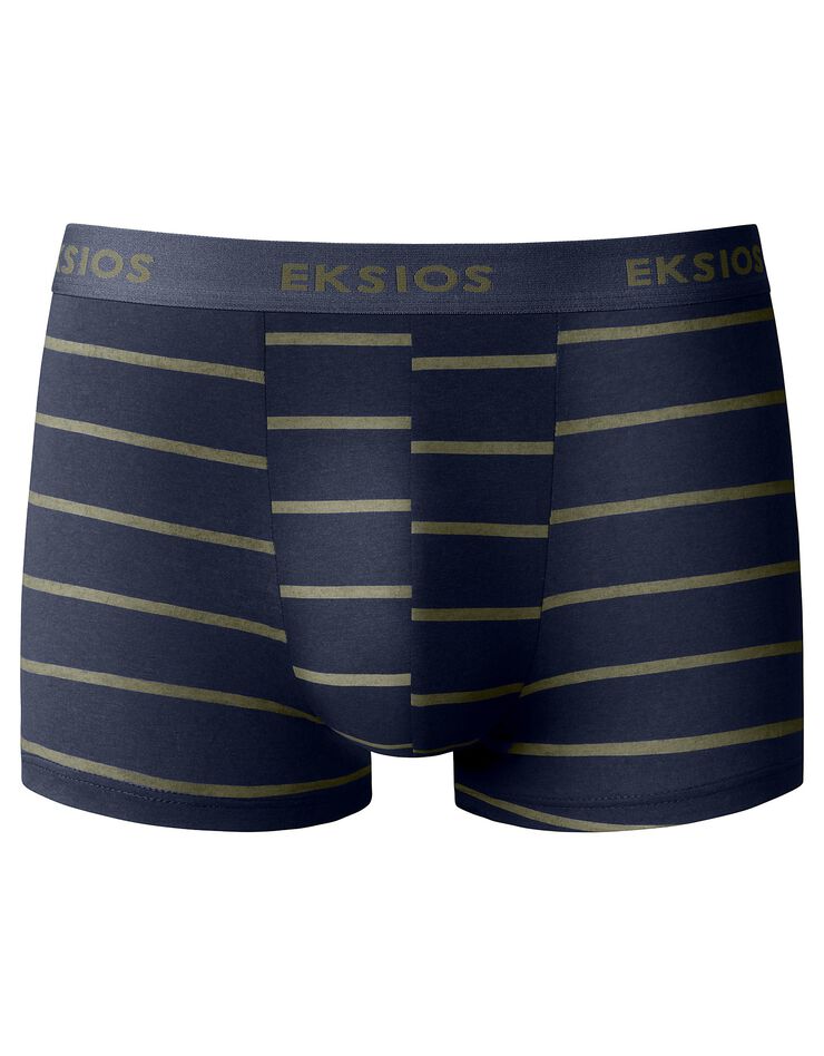Boxer fermé imprimé rayé - lot de 4 (kaki + marine) Boxer fermé imprimé rayé - lot de 4 (kaki + marine)
