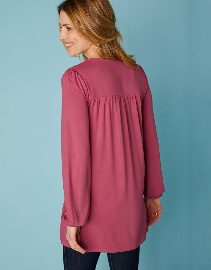 Tunique col V dentelle jersey (bois de rose) Tunique col V dentelle jersey (bois de rose)