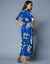 Robe longue imprimée, manches évasées  (bleu)