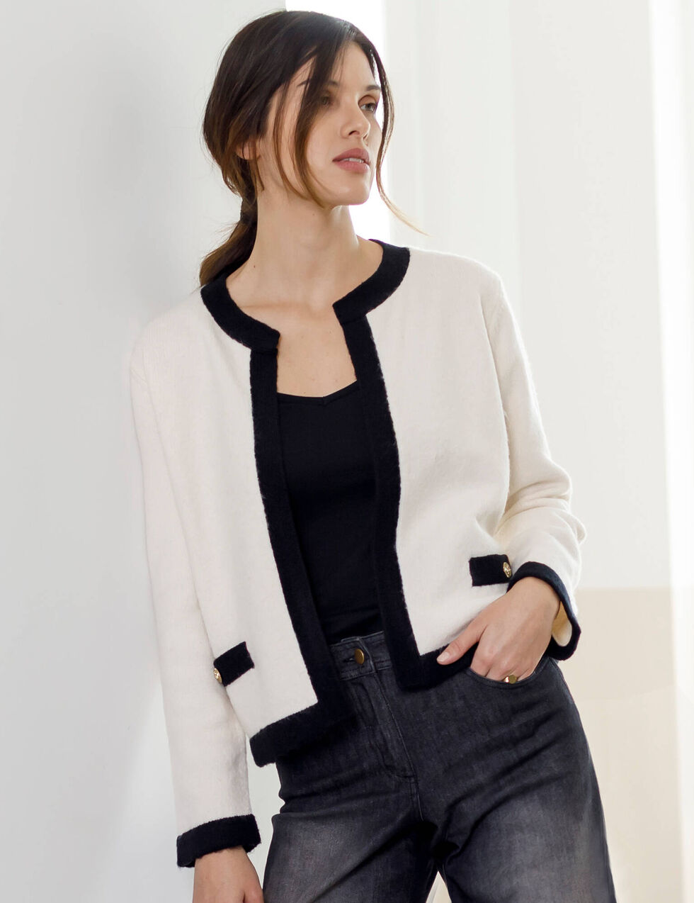 Cardigan Bicolore Bleu Dana Buchman Taille 2X - Pull Femme Plus Size Neuf Avec étiquettes