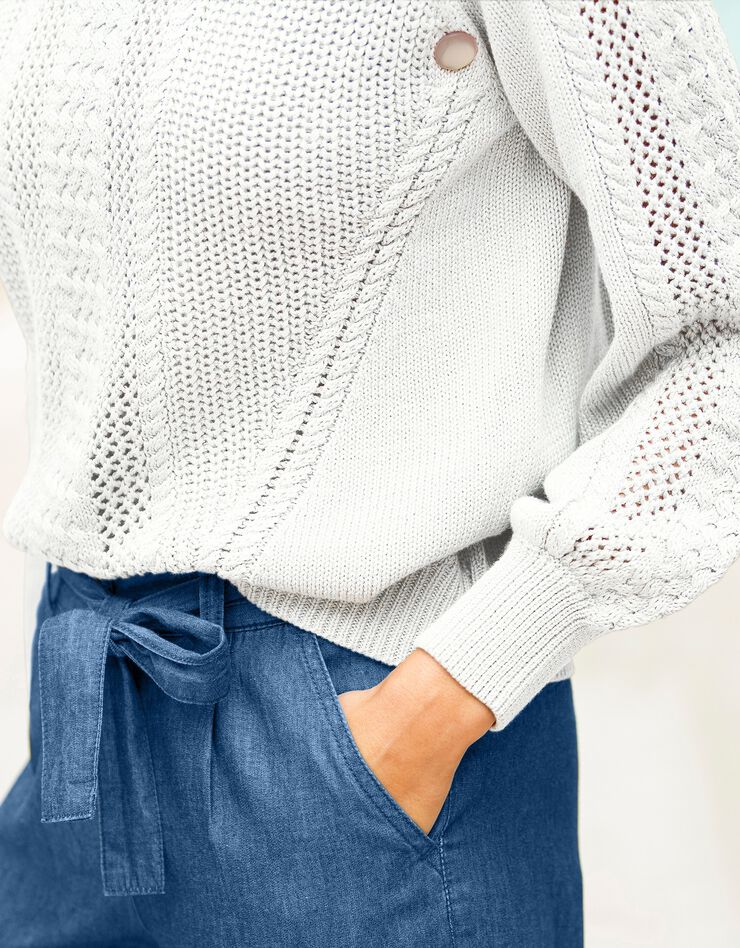 Pull torsadé boutonné (écru)